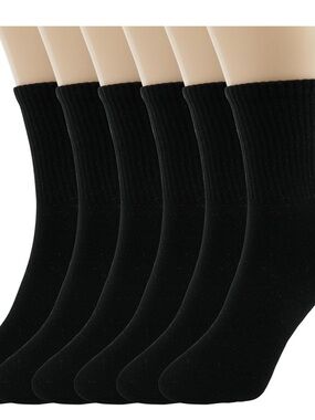 Everyday Black Crew Socks - 6 Pack